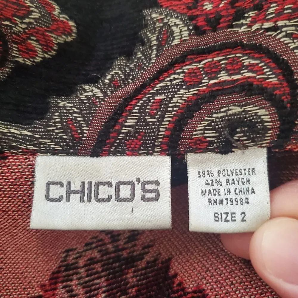 Chico's Paisley Floral Jacquard Blazer Sz Lg